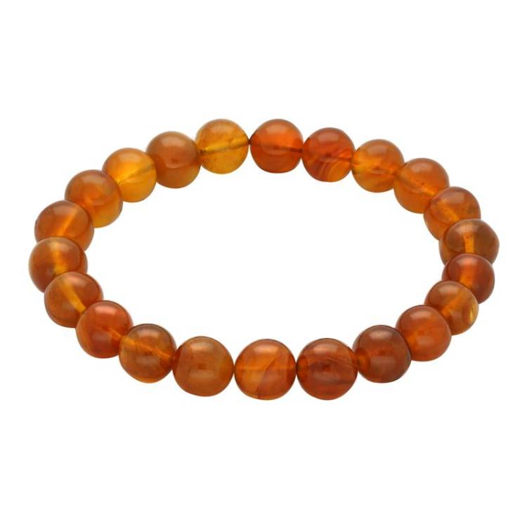 Amber Beaded Stretch Bracelet - Silver
