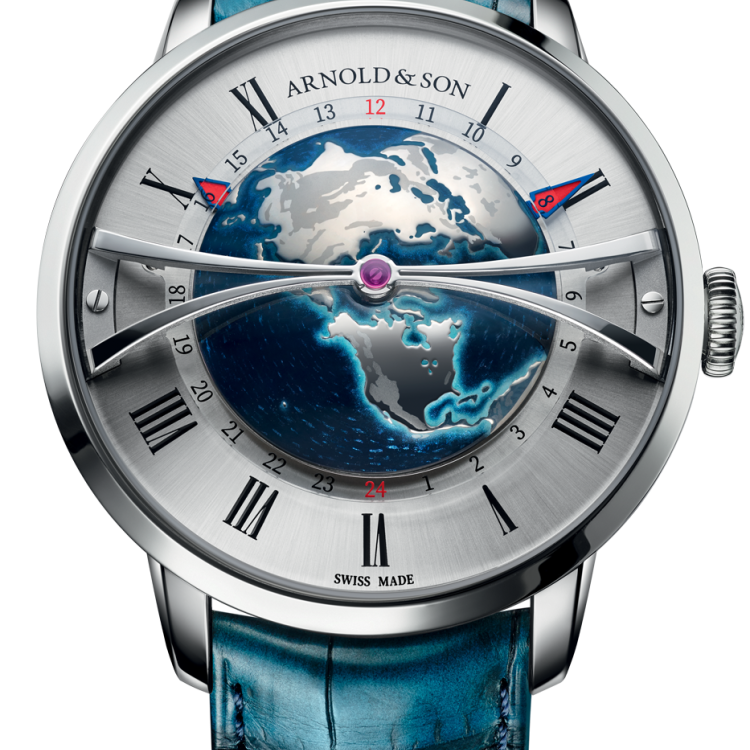 Arnold & Son Watch Globetrotter Steel Opaline Limited Edition