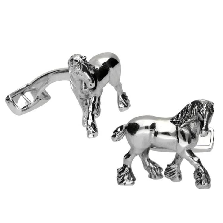 Sterling Silver Medium Shire Horse Cufflinks - Option1 Value