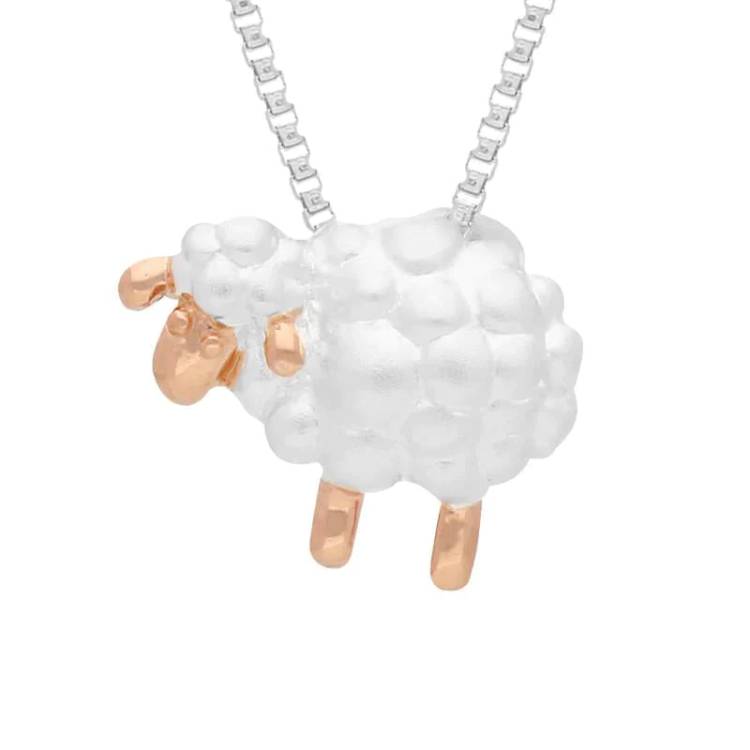 Rose Gold Plated Sterling Silver Sheep Necklace D - Option1 Value Silver