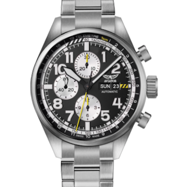 Aviator Watch Airacobra Chrono Auto Mens - Black