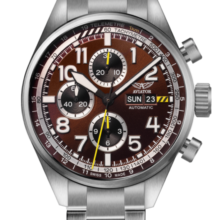 Aviator Watch Airacobra Chrono Auto Mens - Brown