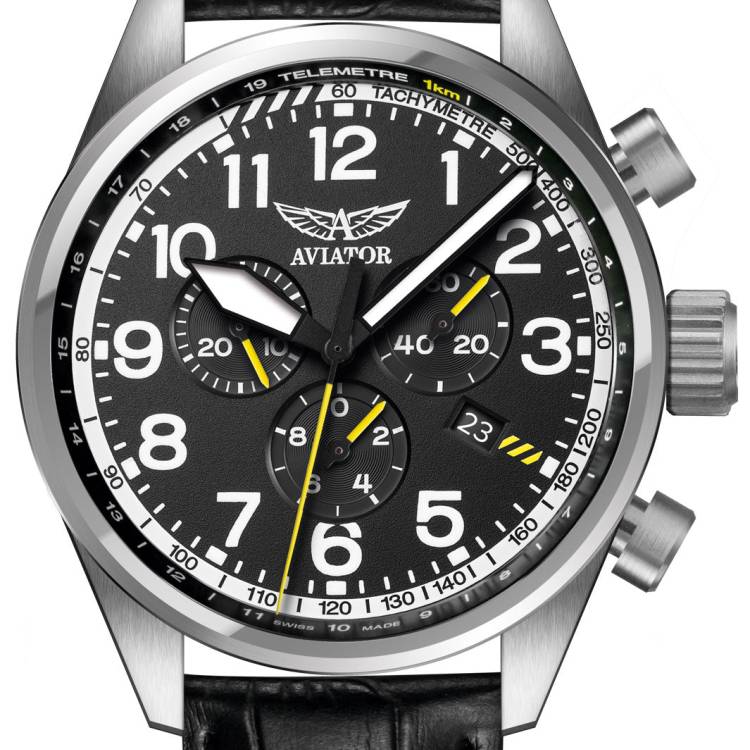 Aviator Watch Airacobra Chrono Mens - Black