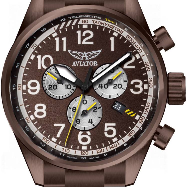 Aviator Watch Airacobra Chrono Mens - Brown