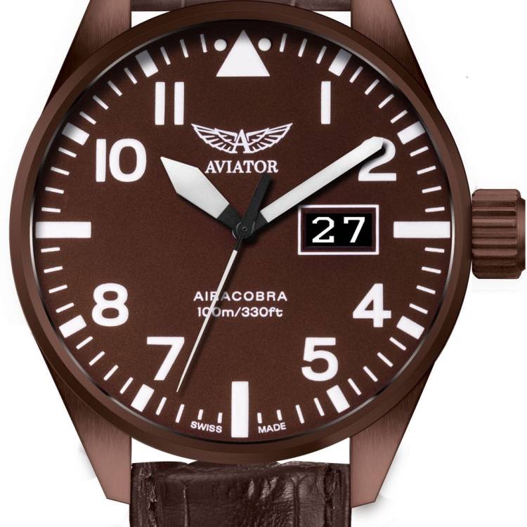 Aviator Watch Airacobra Mens - Brown