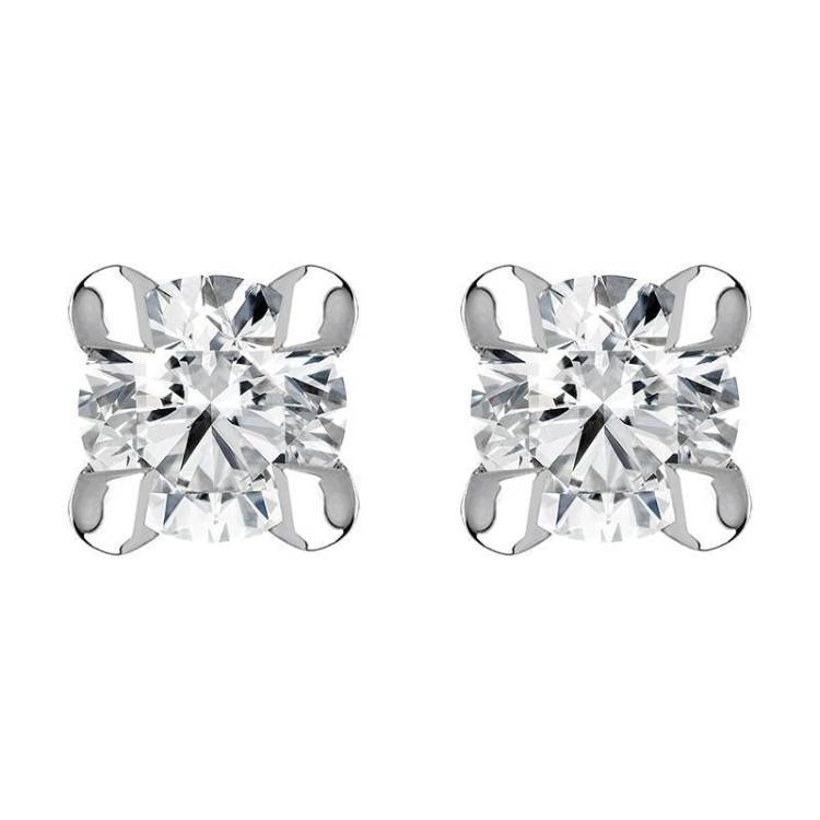 18ct White Gold 0.10ct Diamond Claw Set Solitaire Stud Earrings
