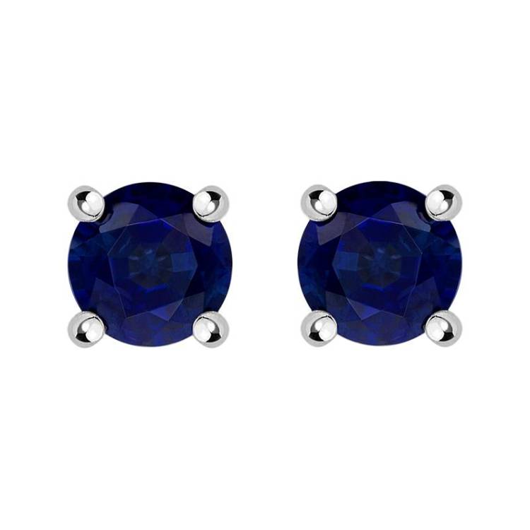18ct Yellow White Gold Sapphire Claw Set Solitaire Stud Earrings