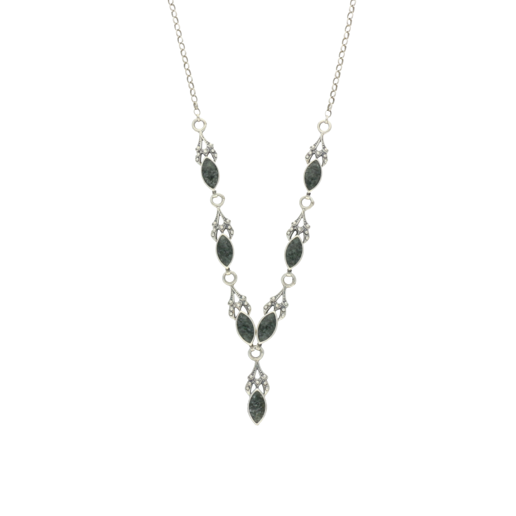 Sterling Silver Preseli Bluestone Seven Stone Marquise Necklace - Option1 Value Silver
