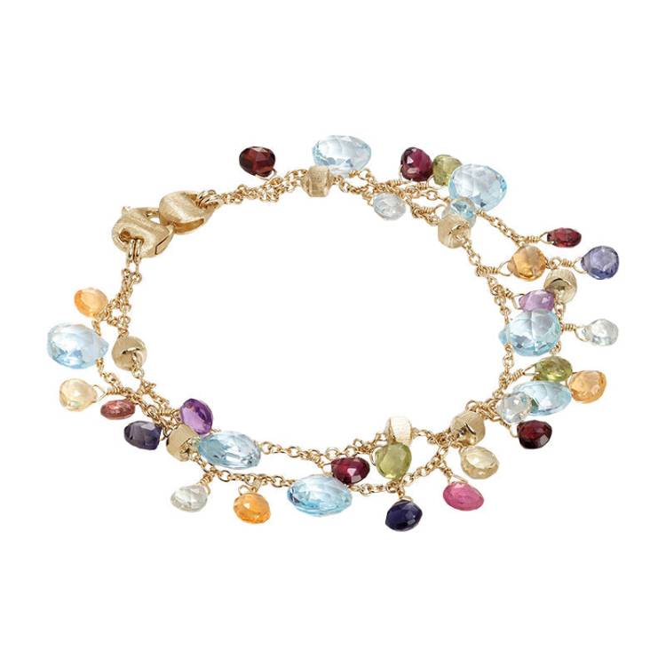 Marco Bicego Paradise 18ct Yellow Gold Multicolour Gemstone Two Strand Bracelet