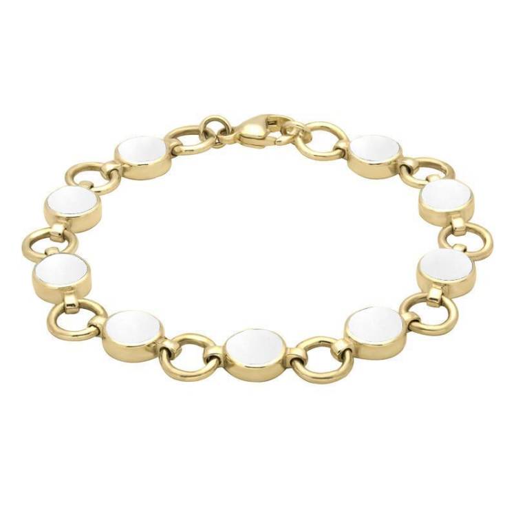 9ct Yellow Gold Bauxite Nine Stone Round Ring Bracelet