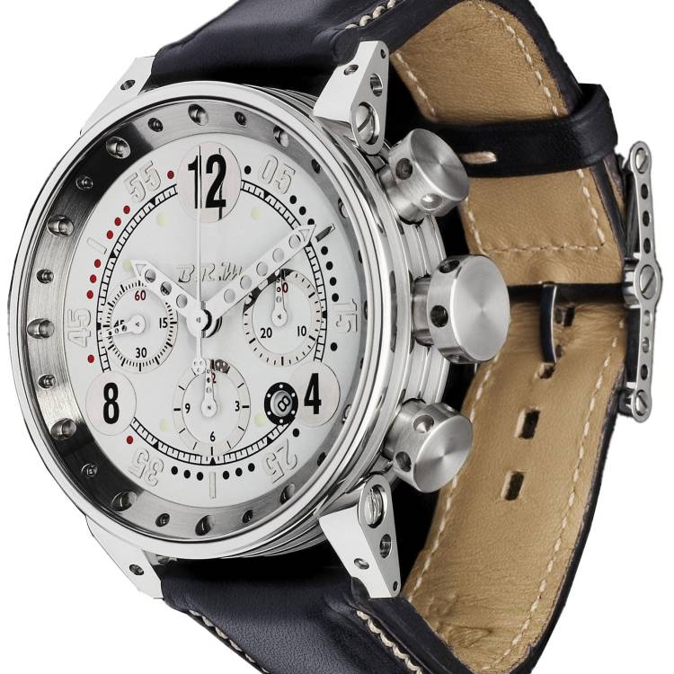B.R.M. Watch V12-44 GTB Silver Hands - White