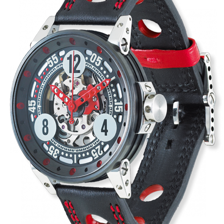 B.R.M. Watch V6-44 Sport Red Hands - Black