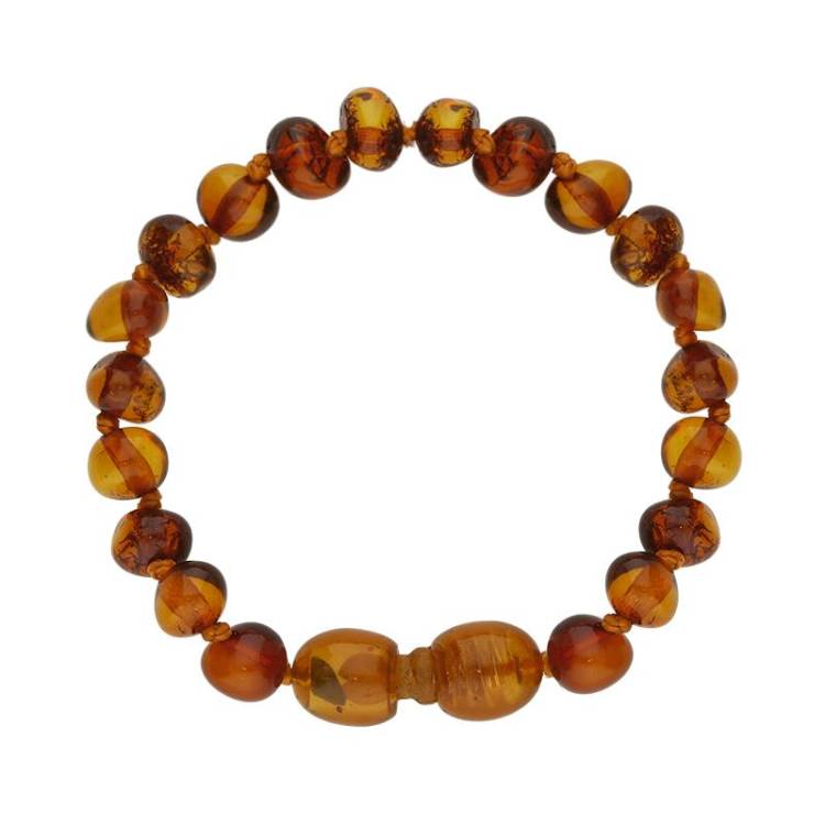 Baltic Amber Small Beaded Baby Teething Bracelet - Silver