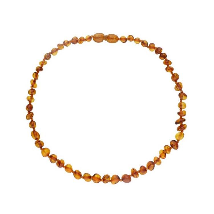 Baltic Amber Small Dark Beaded Baby Teething Necklace - Silver