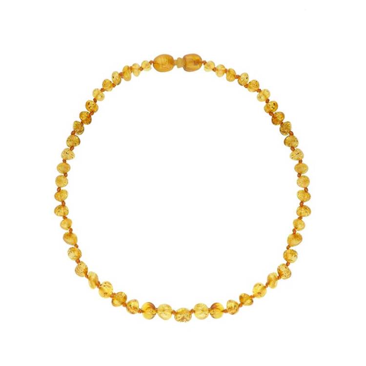 Baltic Amber Small Light Beaded Baby Teething Necklace - Silver