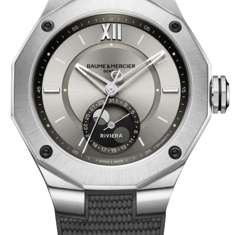 Baume et Mercier Watch Riviera Baumatic Moonphase Mens - Silver