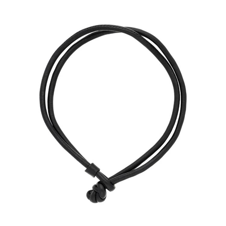 Black Leather Knot Necklace D - Black