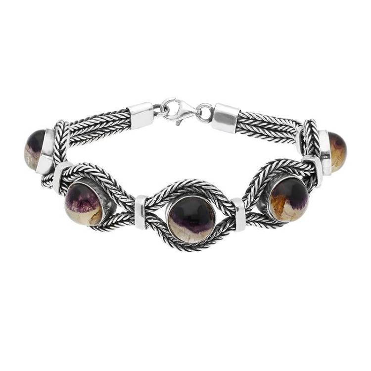 Sterling Silver Blue John Foxtail Five Stone Bracelet - Silver