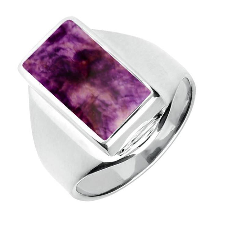 Sterling Silver Blue John Small Oblong Ring - Option1 Value Silver