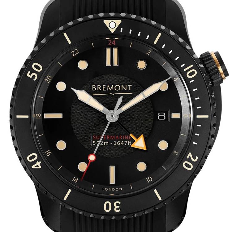 Bremont Watch Supermarine S502 Jet Rubber - Black