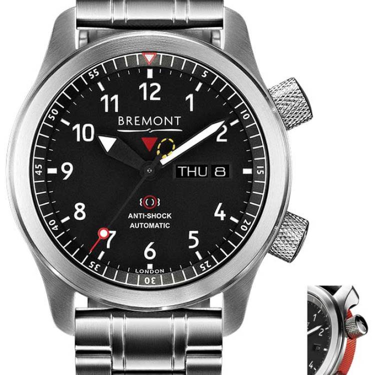Bremont Watch Martin Baker MBII Black Orange Bracelet - Black