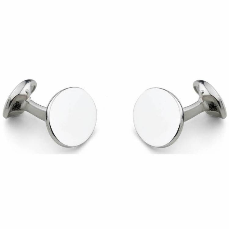 Deakin & Francis Cufflinks Sterling Silver Plain Oval Cufflinks - Silver