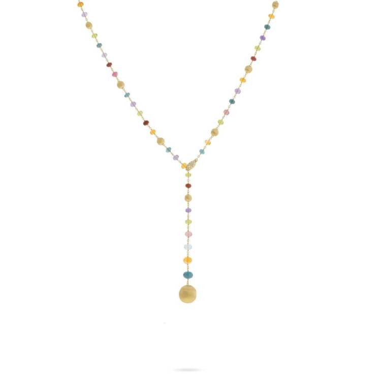 Marco Bicego Africa 18ct Yellow Gold Diamond Mixed Stone Necklet - Option1 Value Yellow Gold