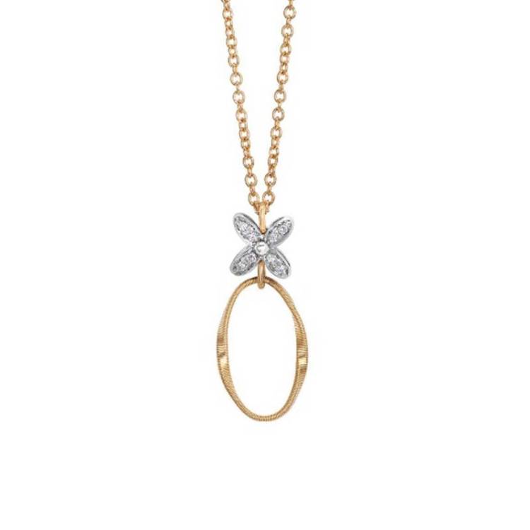 Marco Bicego Marrakech Onde 18ct Yellow Gold Diamond Flower Pendant Necklace