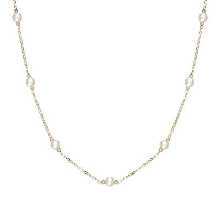 18ct Yellow Gold 5mm White Pearl Necklace