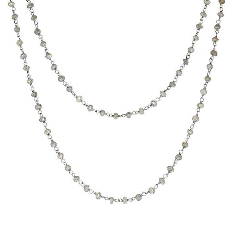 Sterling Silver Labradorite 4mm Bead Chain Link Necklace,