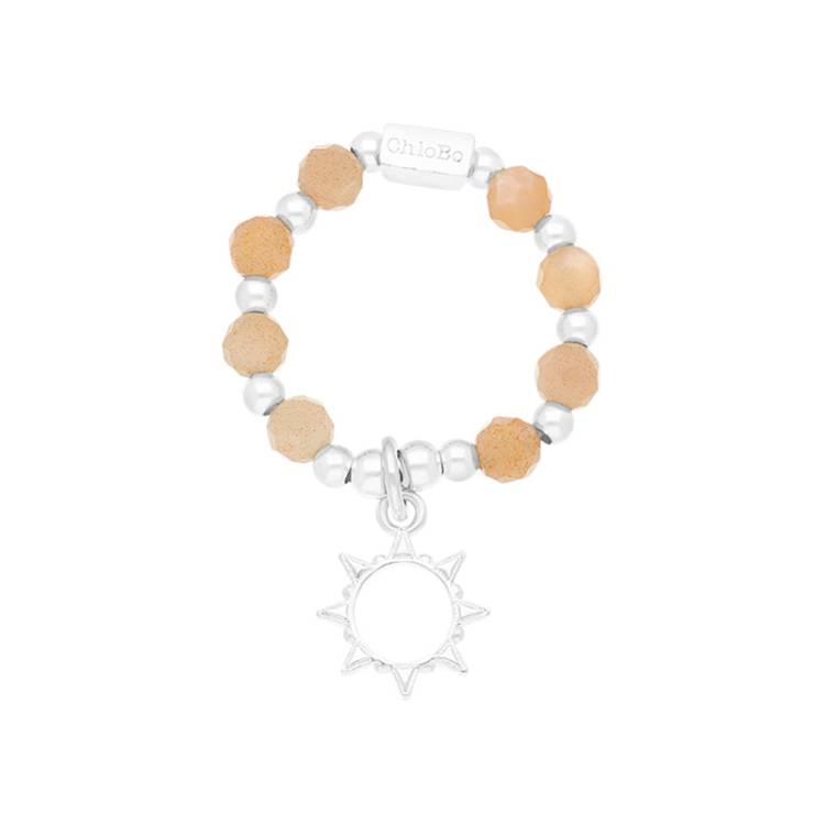 ChloBo Sterling Silver Sunrise Peach Moonstone Ring - M
