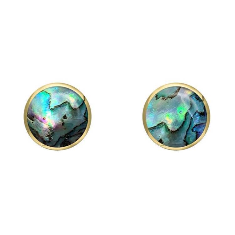 9ct Yellow Gold Abalone 5mm Classic Small Round Stud Earrings