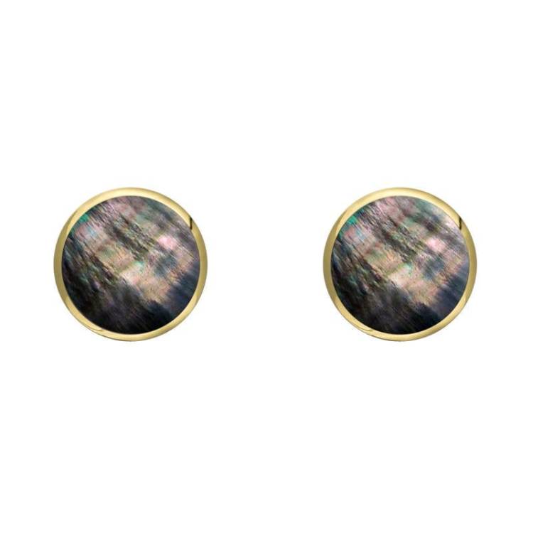 9ct Yellow Gold Dark Mother of Pearl 5mm Classic Small Round Stud Earrings