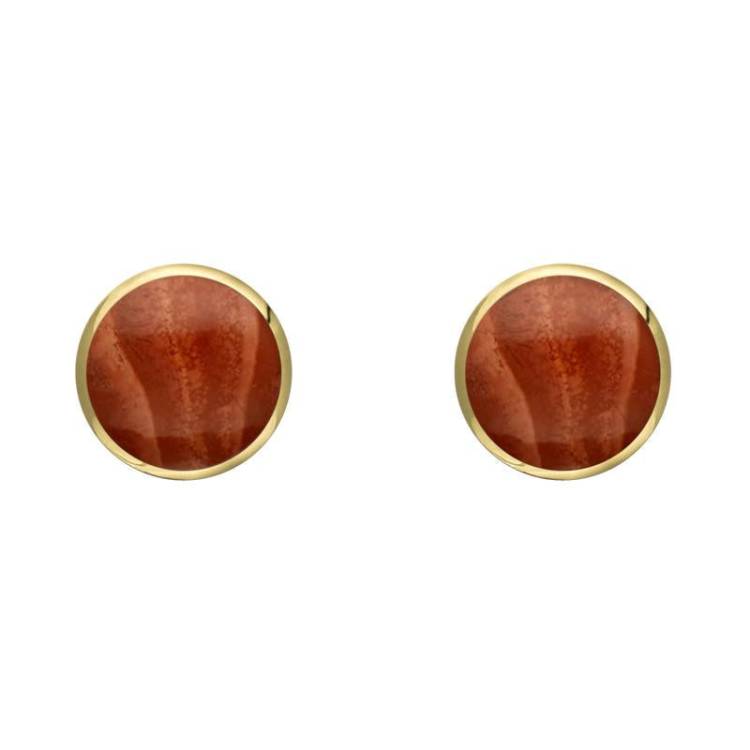 9ct Yellow Gold Jasper 5mm Classic Small Round Stud Earrings