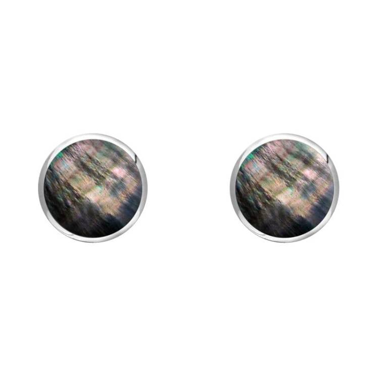 Sterling Silver Dark Mother of Pearl 5mm Classic Small Round Stud Earrings