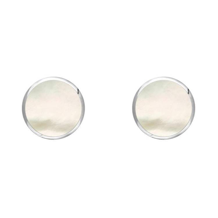 Sterling Silver White Mother of Pearl 5mm Classic Small Round Stud Earrings