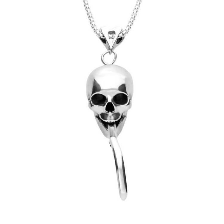 Sterling Silver Skull with Tentacle Necklace - Option1 Value Silver