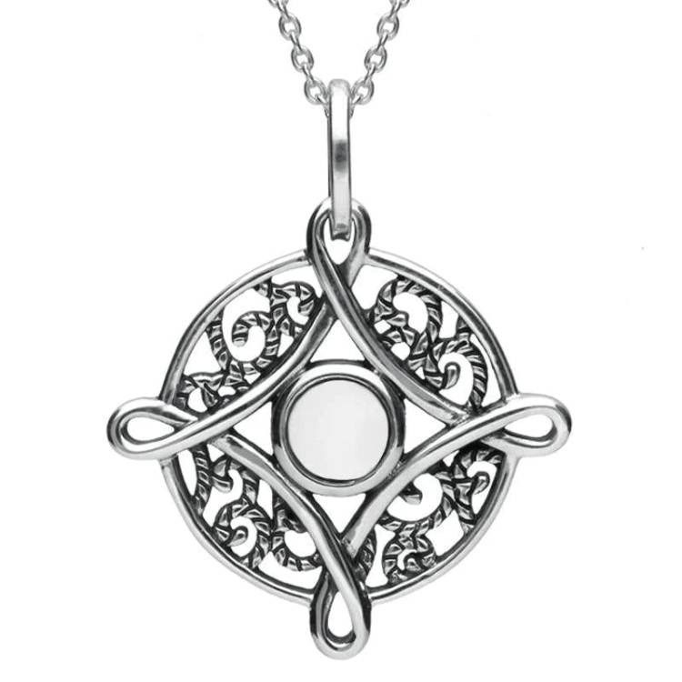 Sterling Silver Bauxite Detailed Four Point Cross Necklace - Silver
