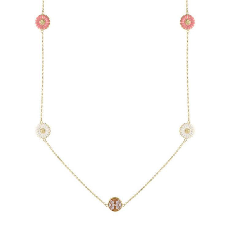 Cameo Italy Yellow Gold Plated Sterling Silver Daisy Necklace D - Gold