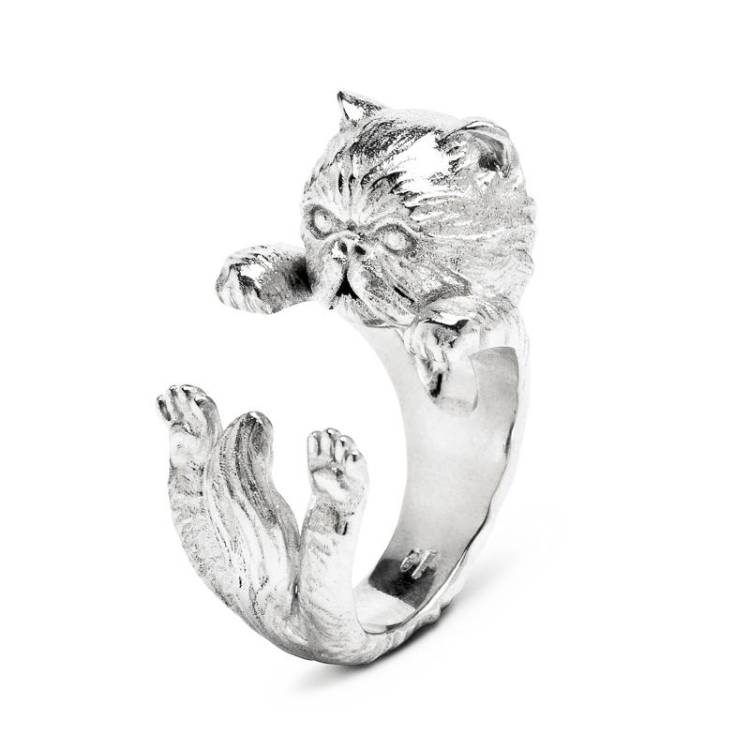 Cat Fever Sterling Silver Persian Hug Ring - XS