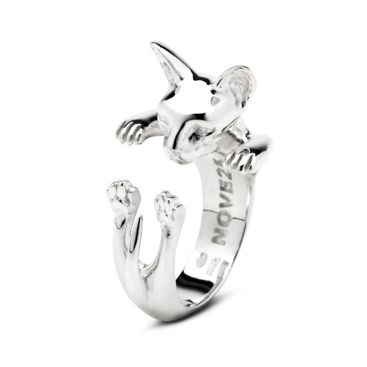 Cat Fever Sterling Silver Sphynx Hug Ring - XS