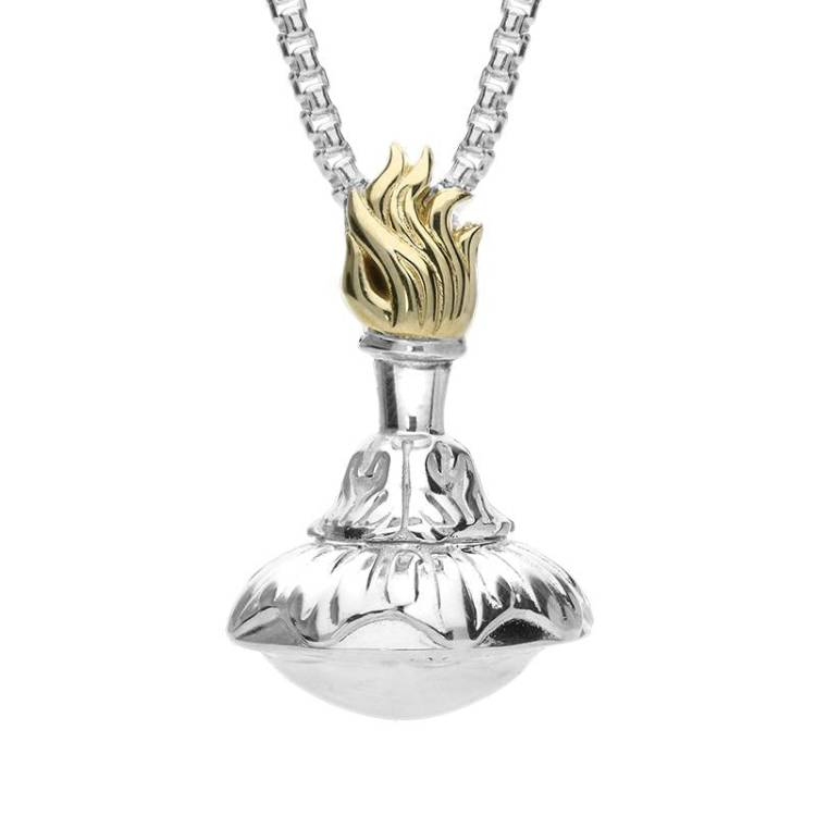 Chatsworth Renewed Sterling Silver Sculptural Flame Large Necklace - Silver