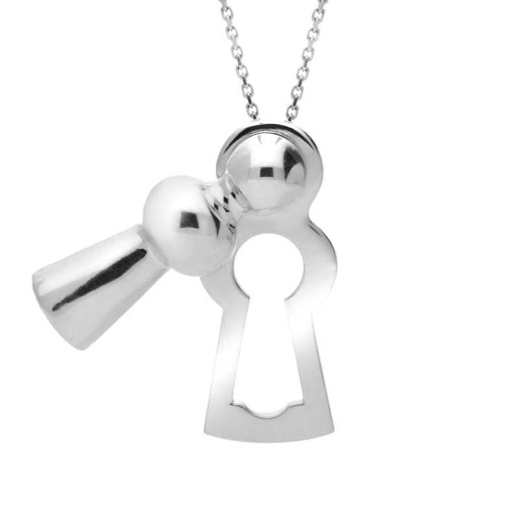 Sterling Silver Chatsworth Keyhole Necklace D - Silver