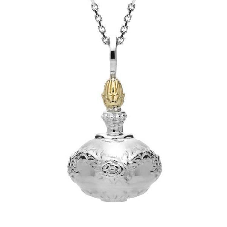 Sterling Silver Round Ornamental Small Necklace D - Silver