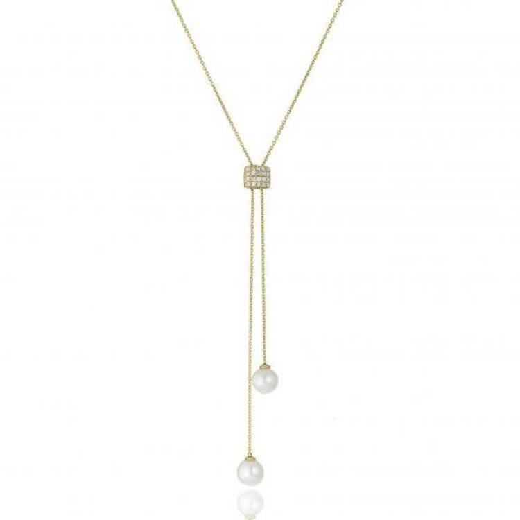 Chimento Armillas Acqua Pearl 18ct Yellow Gold Diamond Necklace
