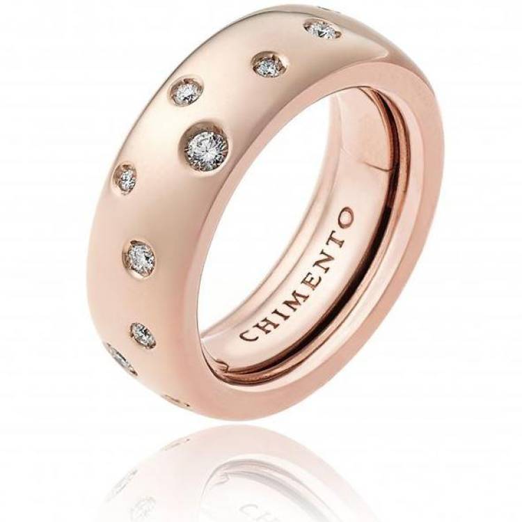 Chimento Forever 18ct Rose Gold Diamond Adjustable Size-Fit Wide Ring - 80