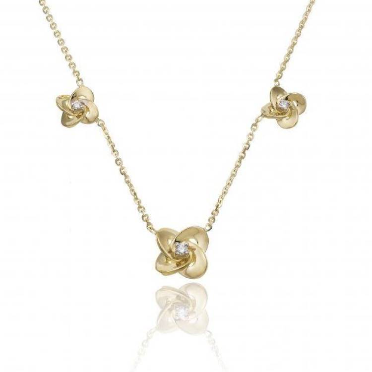Chimento Link Joy 18ct Yellow Gold Diamond Three Flower Necklace