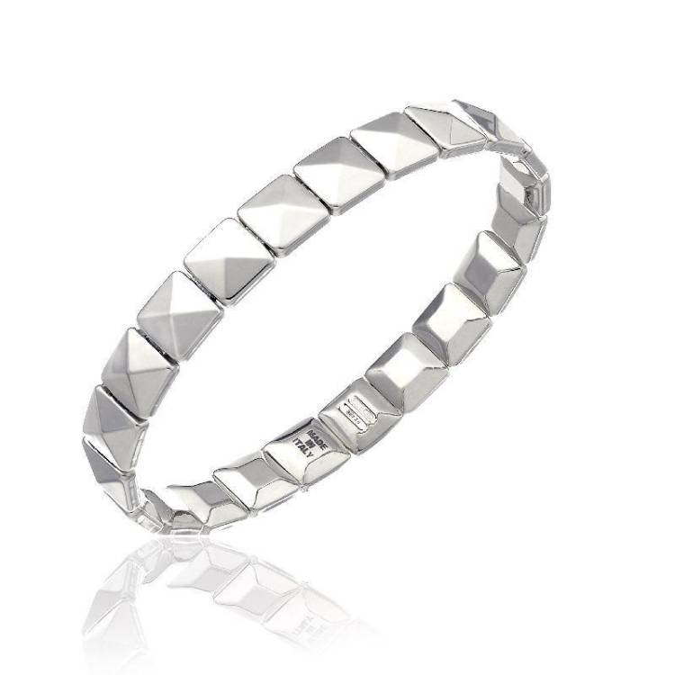 Chimento Armillas 18ct White Gold Pyramid Bangle - M/L