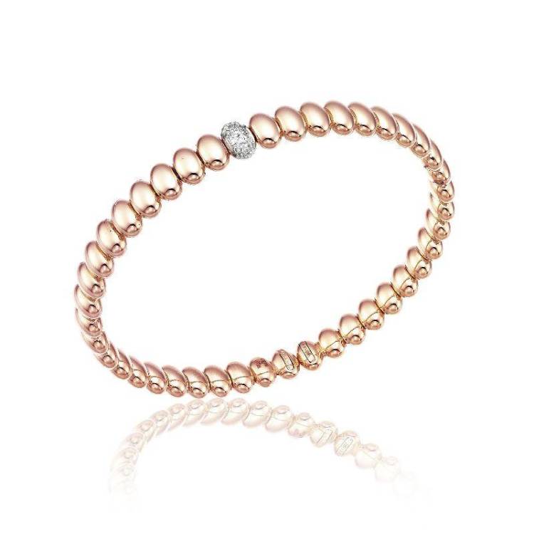 Chimento Armillas Acqua 18ct Rose Gold 0.07ct Diamond Drop Bangle - S