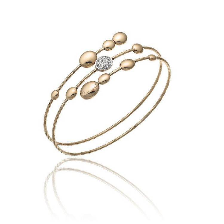 Chimento Armillas Acqua 18ct Rose Gold 0.13ct Diamond Triple Row Bangle - S